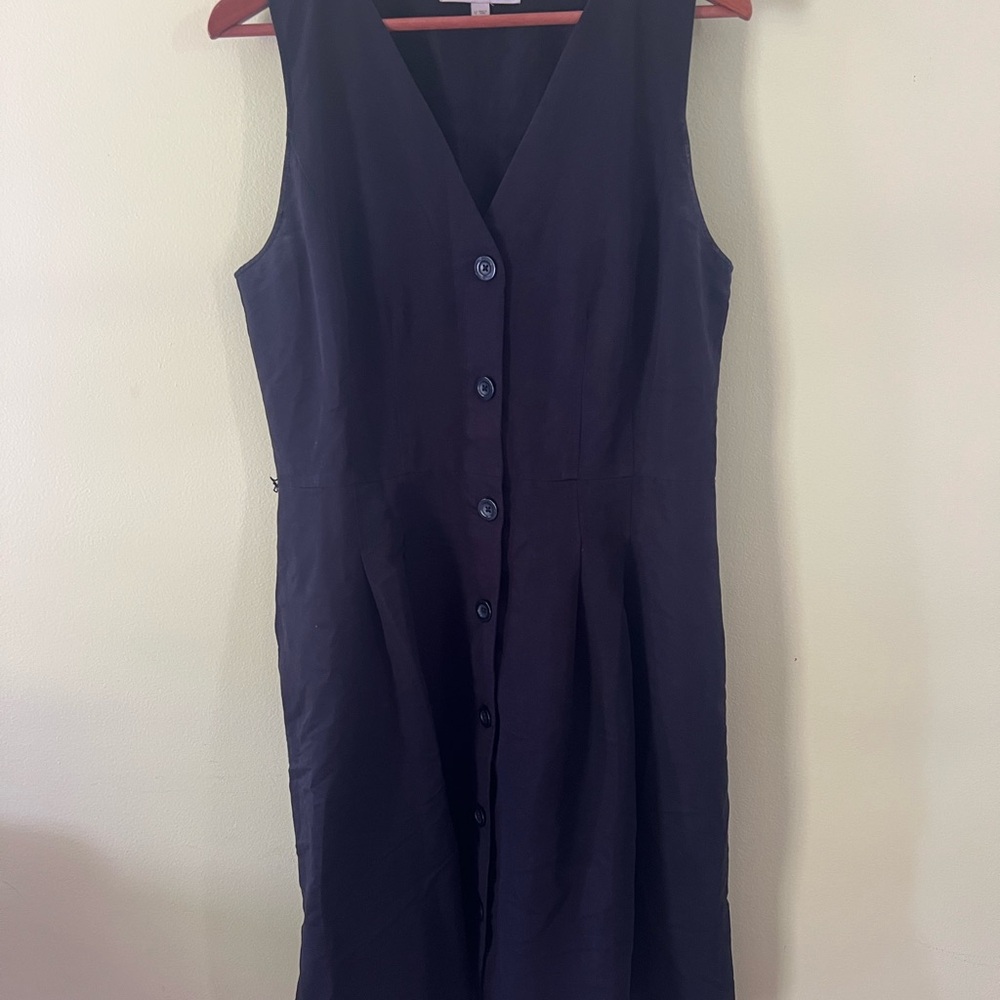 LOFT Black Sleeveless V-Neck Midi Dress